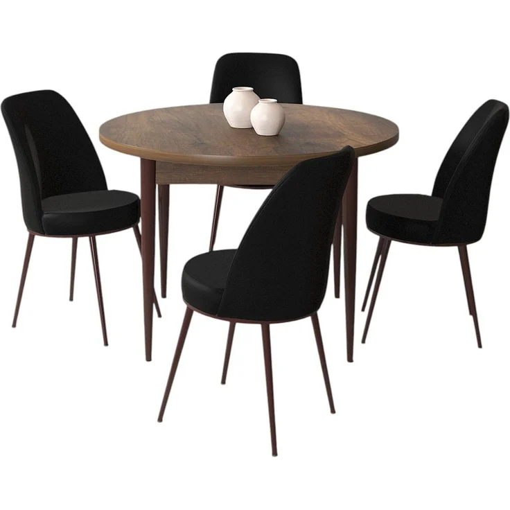 Skye Decor 'Tor - Baroque, Black' Essgruppe (5-teilig), Barock / Schwarz, 90 x 75 x 90 cm – Bild 2