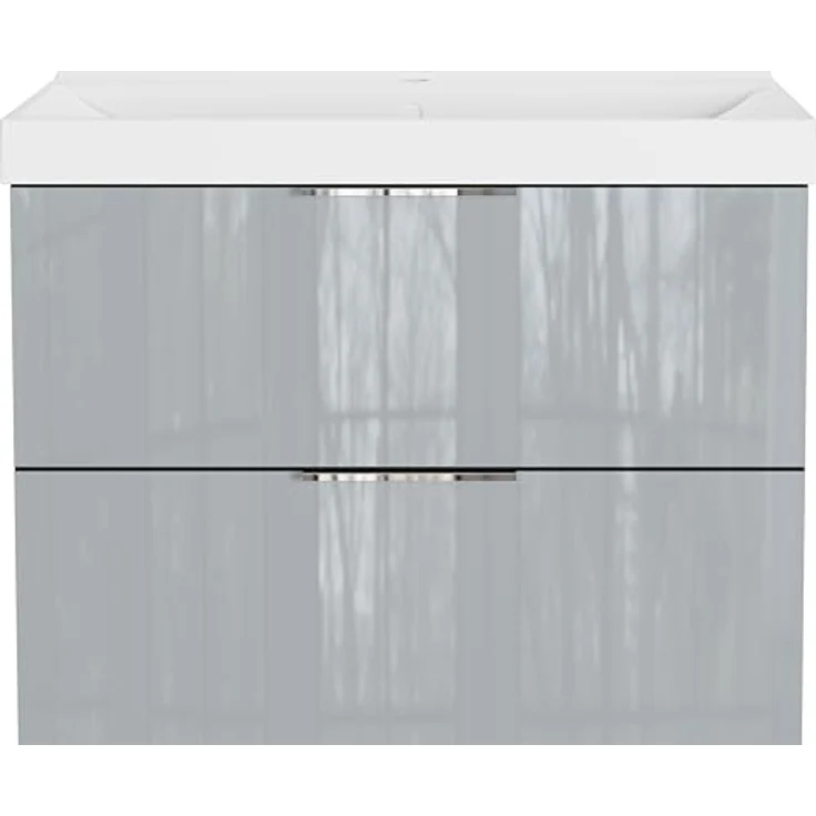 Germania Waschtisch inkl. Becken 9087-587 GW-CELANO, mit Zwei Schubladen, in Graphit/Silbergrau, 81 x 65 x 46 cm (BxHxT) – Bild 4