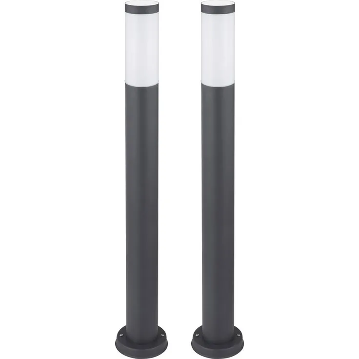2x Stehleuchte, Edelstahl anthrazit H 80 cm
