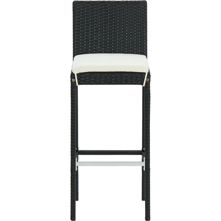 vidaXL Garten-Barhocker mit Kissen 2 Stk. Schwarz Poly Rattan 316668 – Bild 3