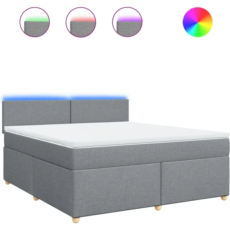 vidaXL Boxspringbett mit Matratze Hellgrau 180x200 cm Stoff 3289052 – Bild 2