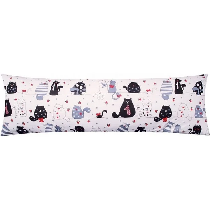 Heubergshop Seitenschläferkissenbezug, (1 Stück), 40x145cm Reißverschluss lange Seite Baumwolle Pfoten Katze (KY-Katzen) – Bild 2