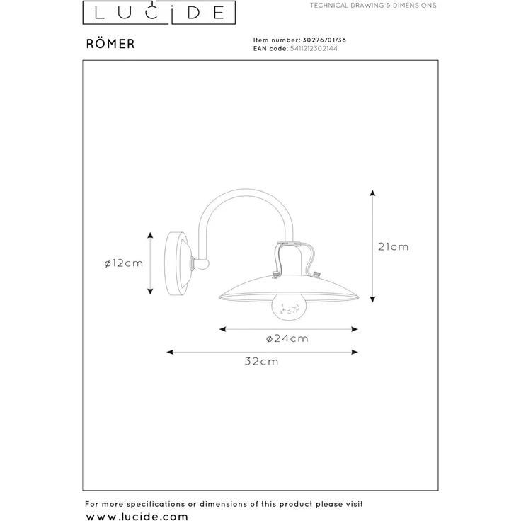 LUCIDE RÖMER - Wandleuchte - 1xE27 - Beige – Bild 7