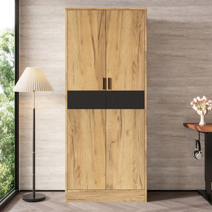 ZUBALIYA Hochschrank 60x35x160 cm, mit verstellbaren Einlegeböden und Aktenschrank mit sanft schließender Tür, Aufbewahrungsschrank für Büro, Wohnzimmer und Flur,Aktenschränke,Sideboard