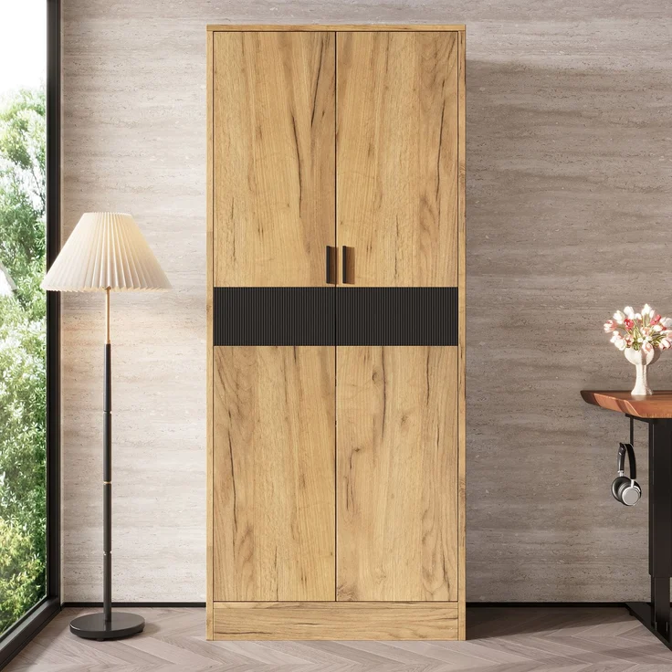 ZUBALIYA Hochschrank 60x35x160 cm, mit verstellbaren Einlegeböden und Aktenschrank mit sanft schließender Tür, Aufbewahrungsschrank für Büro, Wohnzimmer und Flur,Aktenschränke,Sideboard – Bild 1