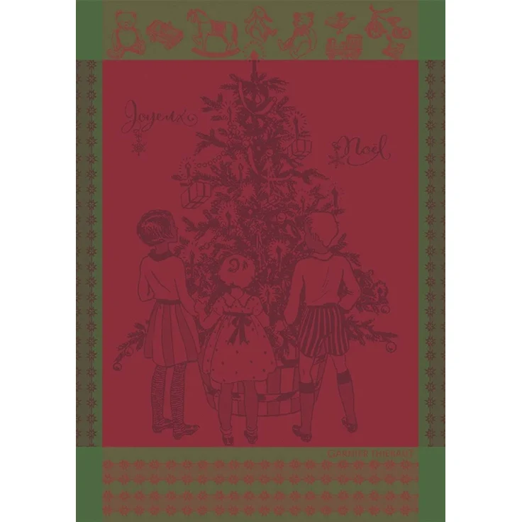 Garnier-Thiebaut Geschirrtuch Noel DEnfance Houx 56x78 Cm 100% Gekämmte Baumwolle
