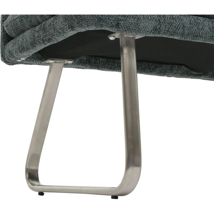 Sitzbank HWC-H70, Esszimmerbank Bank Polsterbank, Lehne Stoff/Textil Chenille Edelstahl gebürstet 180cm ~ blau-grün – Bild 8