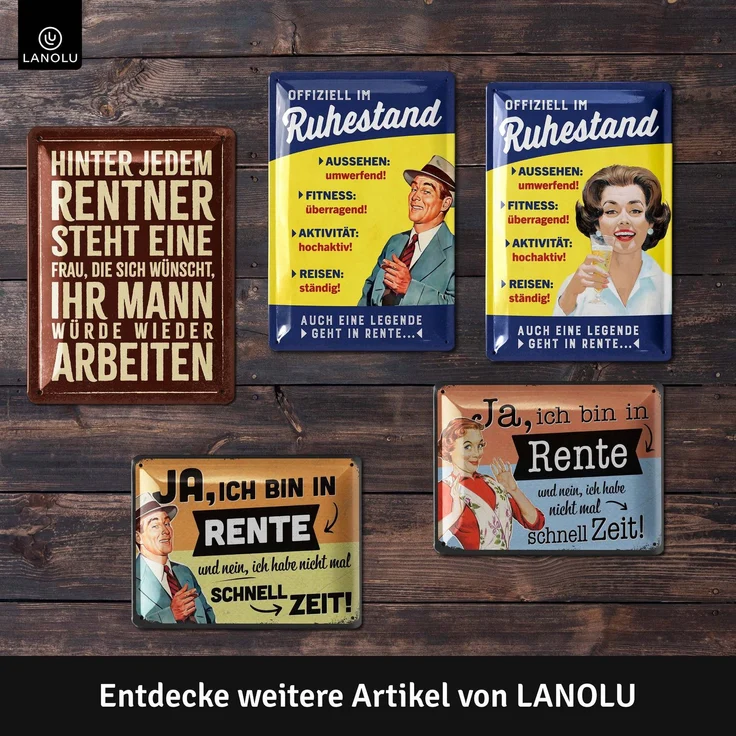 LANOLU Blechschild Rentner arbeiten - 15x20cm – Metall – Braun – 15246 – Bild 5