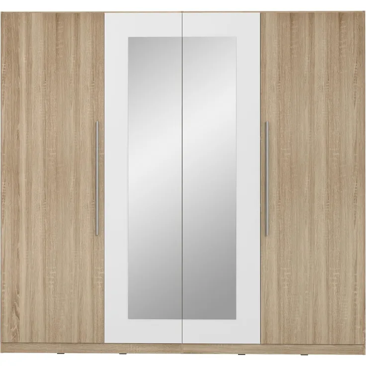 FORTE Helen Kleiderschrank, Holzwerkstoff, Beige/Weiß, 227,5 x 212,9 x 58,9 cm