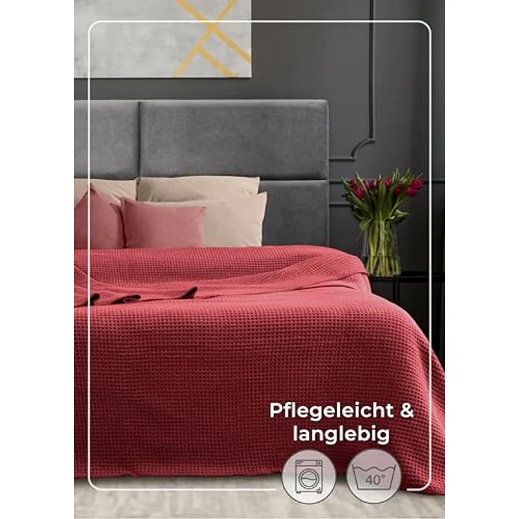 Wohndecke Wohndecke Waffelpique aus Baumwolle - Kuscheldecke, Baumwolldecke -, Laynenburg, Decke als Sofa-decke, Couchdecke, Wolldecke aus Baumwollmix – Bild 8