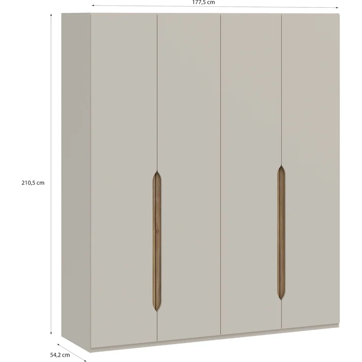 Drehtürenschrank >EDWAL< in sandfarbig / Mauvelle Eiche Dekor - 177,5x210,5x54,2cm (BxHxT) – Bild 4