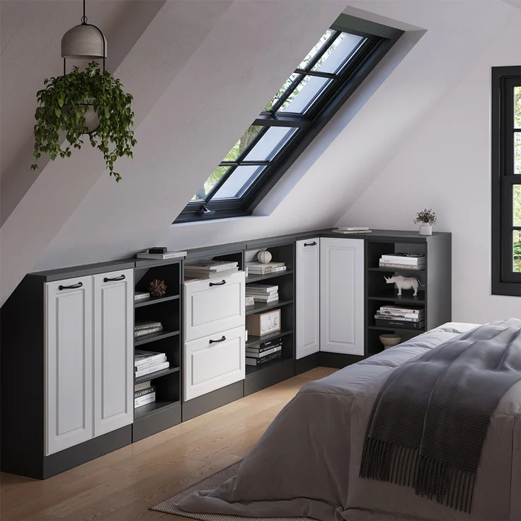 Eck-Küchenschrank für Dachschrägen R-Line Weiß Landhaus 75.6 cm mit 1 Tür Vicco – Bild 6