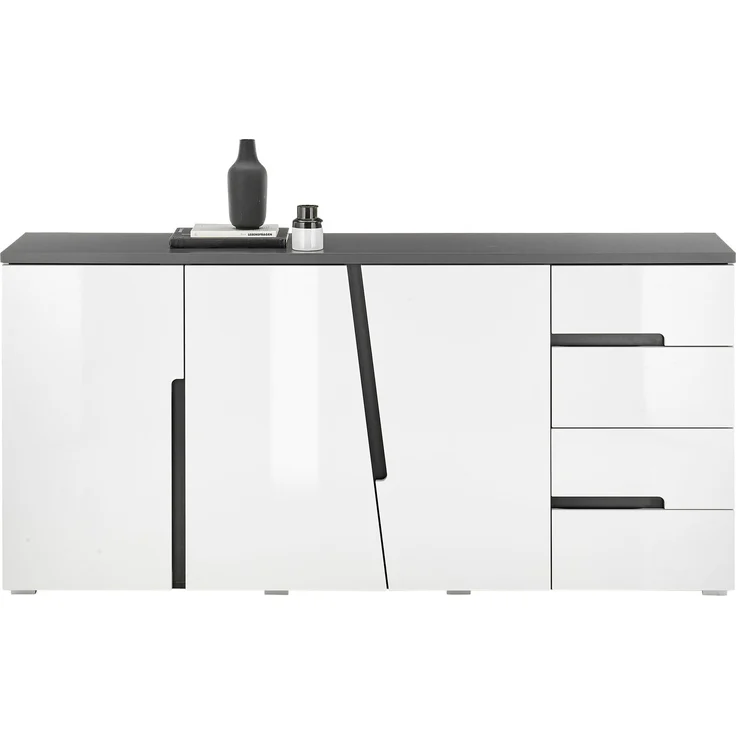 Kommode >Boston< in Weiß hochglanz - 176x83x38cm (BxHxT) – Bild 2