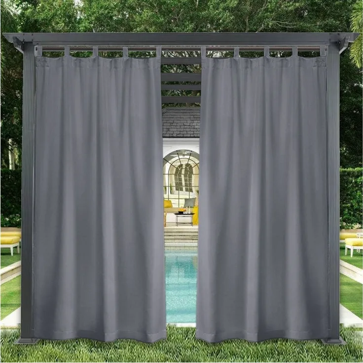 SERBASIC Outdoorvorhang Wasserfest Sonnenschutz Winddicht Gardine mit Klettband, 1/2 Stück (1 St), Schlaufen, Polyester, UV-Schutz Outdoor gardinen, für Balkon Terrasse Pergola Pavillon