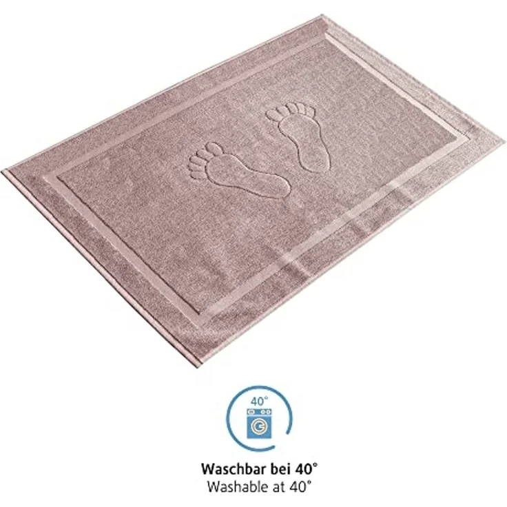 Komfortec Badvorleger Set 2 Teilig, Frottee Duschvorleger, Waschbar Duschmatte & Badteppich, 800 g/m² &100% Baumwolle, Saugfähig & Schnelltrocknend, 50x80 cm, Blütenrosa – Bild 5