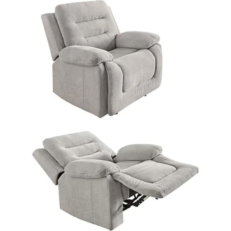 Relax-Fernsehsessel Federkern Liegefunktion TV-Sessel Polsterstoff Chenille Grau