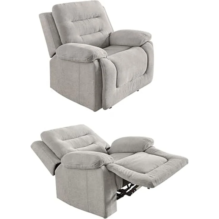 Relax-Fernsehsessel Federkern Liegefunktion TV-Sessel Polsterstoff Chenille Grau – Bild 1