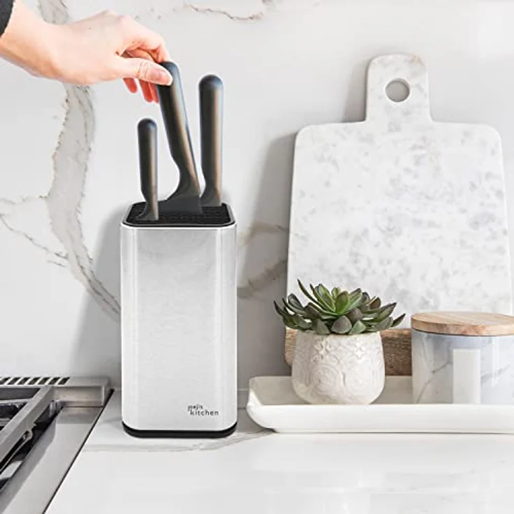 JOEJI’S KITCHEN Messerblock Messerblock ohne Messer mit extra Schlitzen Rostfreier Edelstahl – Bild 7
