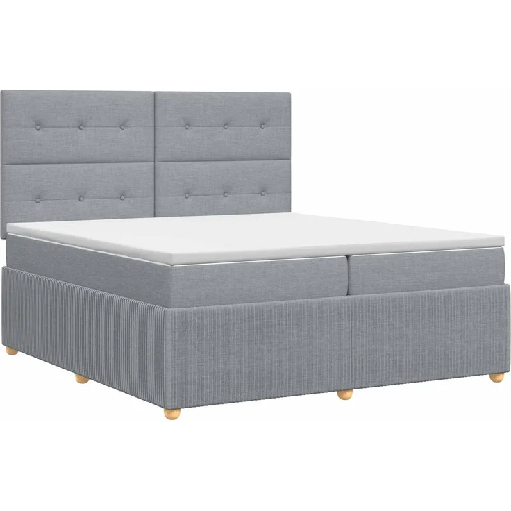 vidaXL Boxspringbett mit Matratze Hellgrau 200 x 200 cm Stoff 3454473 – Bild 2
