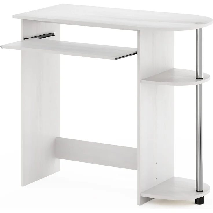 Furinno Simplistic Computertisch für einfache Montage, Weiße Eiche/Edelstahl – Bild 4
