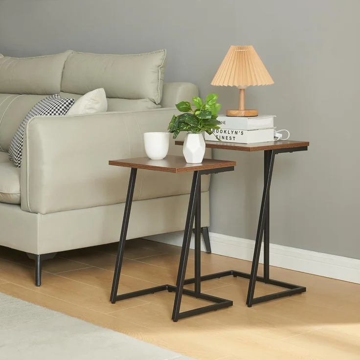 Satztisch Salem 2er Set Schwarz / Walnuss [en. casa] – Bild 3