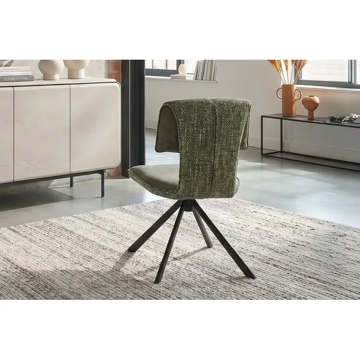 KAWOLA Esszimmerstuhl LYSSIA Drehstuhl Stoff grün 86 x 65 x 49 cm – Bild 5