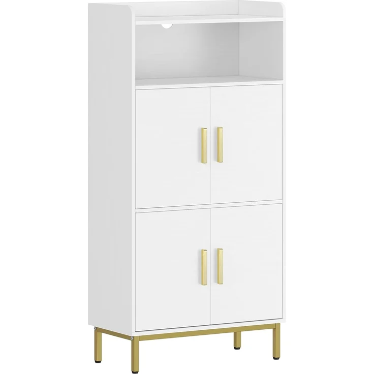 Badezimmerschrank, Badschrank, Küchenschrank, Aufbewahrungsschrank, 4 Türen und 1 offener Bereich, Verstellbare Ablage, Badezimmer, Wohnzimmer, Arbeitszimmer, 30 x 60 x 120 cm, Weiß – Bild 2