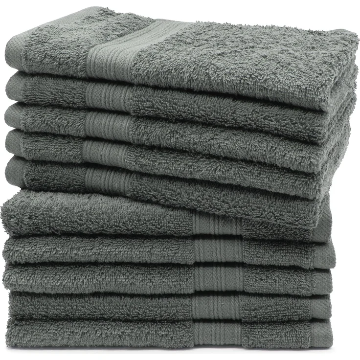 ZOLLNER 10er Set Gästehandtücher, 100% Baumwolle, 30x50 cm, grau – Bild 1