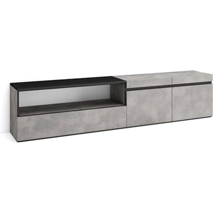 Skraut Home | TV-Schrank, Lowboard | für Wohnzimmer und Esszimmer | 200x45x35cm | Für TV-Geräte bis zu 80" | Fernsehtisch | Moderner Stil | Zement – Bild 1