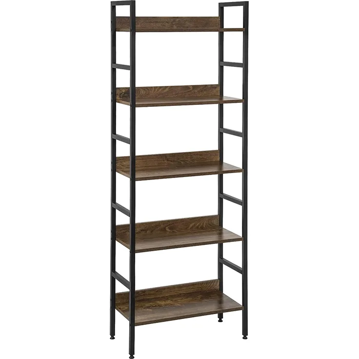 EUGAD 0010ZWJ Standregal Bücherregal Metallregal Leiterregal Stufenregal Multifunktionale Regal Industrie Design MDF Metall 60 x 27,5 x 160 cm, Vintage