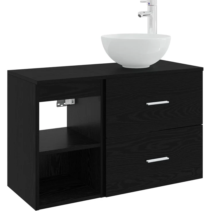 vidaXL Badezimmerschrank-Set 2 stk. Schwarze Eiche 79,5 x 35 x 80 cm 3403865 – Bild 2