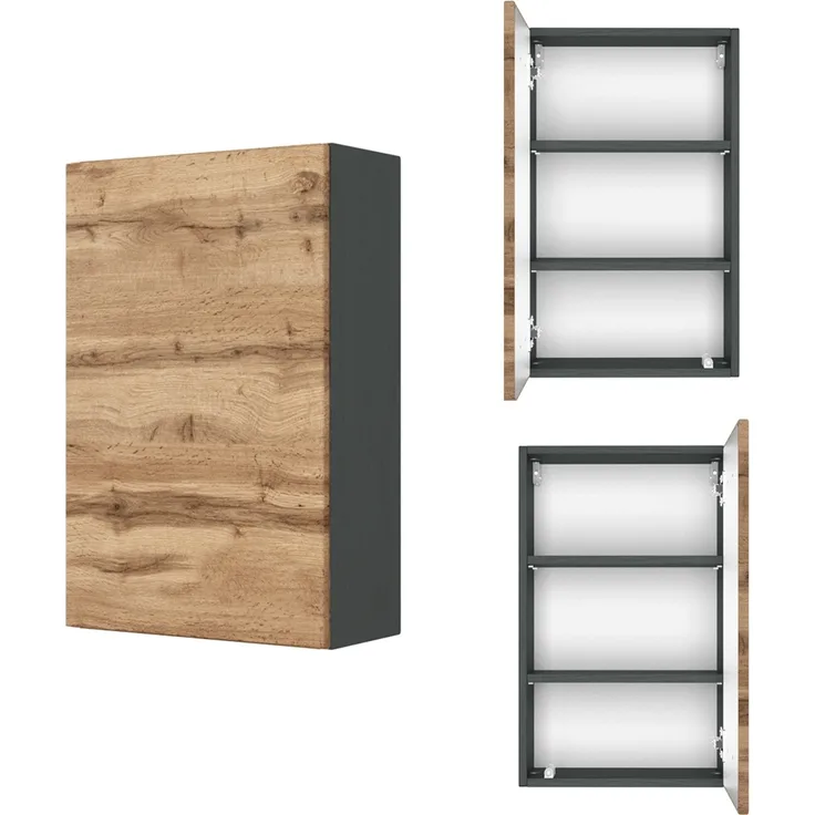 Hängeschrank 40 cm LAURIA-03 in Graphitgrau mit Wotaneiche Nb, BxHxT: ca. 40 x 64 x 20 cm