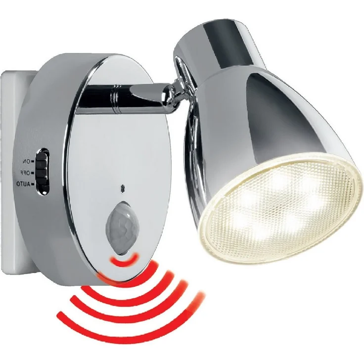 TRANGO LED Nachtlicht, Bewegungsmelder, 2635-018 LED Sensor Steckdosenlampe *MILO* mit Automatikfunktion in Chrom Sicherheitslicht 230V, Wandlampe, Orientierungslicht, Nachtlampe, Steckdosenlicht – Bild 3