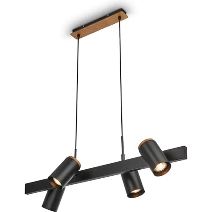 Briloner Hängeleuchte Duta, 120 cm, 4-flammig, schwarz matt, dreh- und schwenkbare Leuchtenköpfe – Bild 1