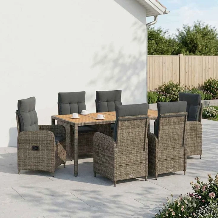 vidaXL Outdoortisch-Set 7 stk. Hellgrau und Dunkelgrau 3422288 – Bild 3