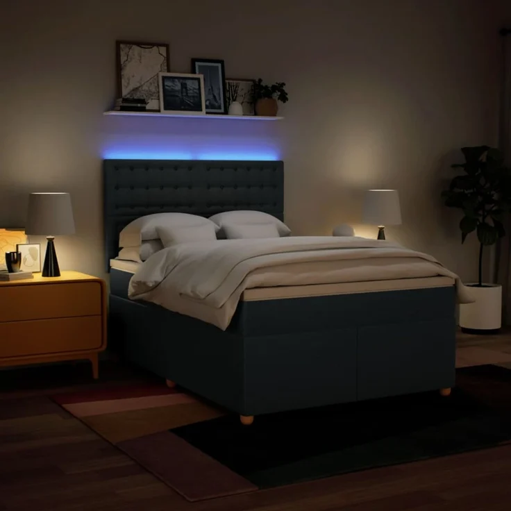 vidaXL Boxspringbett mit Matratze Blau 140x200 cm Stoff 3293623 – Bild 5