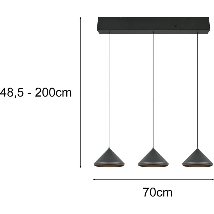 Trio LED-Pendelleuchte Laguna 200 x 70 cm warmweiß-neutralweiß schwarz – Bild 4
