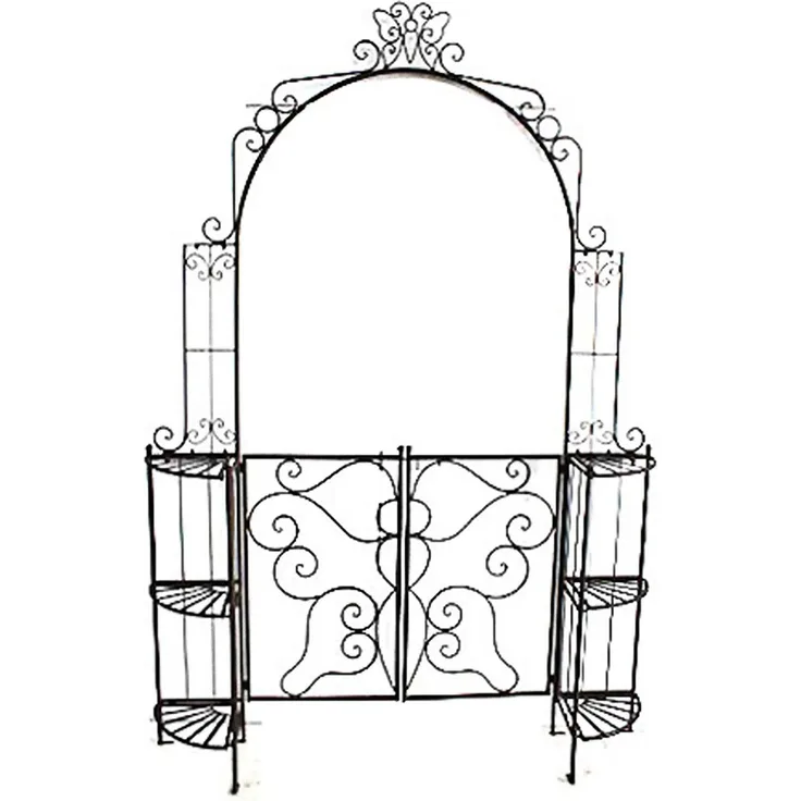 Rosenbogen Gartenpforte Tor Gartentor Rankhilfe mit Pforte und Eckregalen