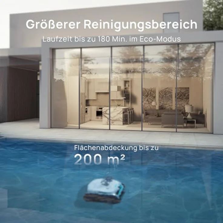 WYBOT (Neues Modell) C2 Vision-A Kabelloser Poolroboter Akku mit KI-Kamera, 8 Modi, starker Saugkraft, Dual-Filter, Wasserlinie, Poolroboter Akku Wand und Boden, App-Steuerung-Weiß – Bild 9