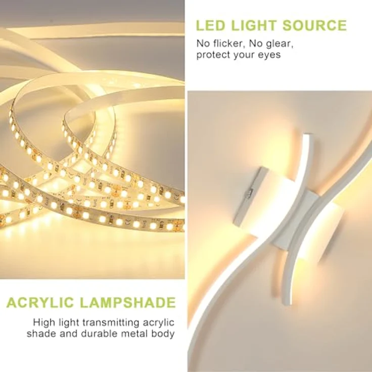 Goeco LED Wandleuchte Dimmbar, 80cm Lang Wandlampe Innen 2 Fimmige 3000K-6500K, Memory-Funktion, Modern LED Wandbeleuchtung für Flur Treppenhaus Wohnzimmer Schlafzimmer, Weiß – Bild 6
