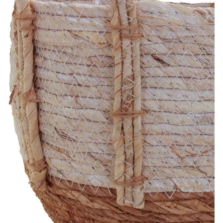 tegawo Aufbewahrungskorb Seegraskorb mit Henkel bicolor, Naturprodukt, bepflanzbar
