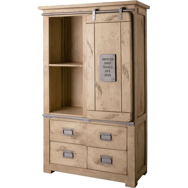 Schrank Mango 90x45x150 whitewash lackiert RAILWAY #313