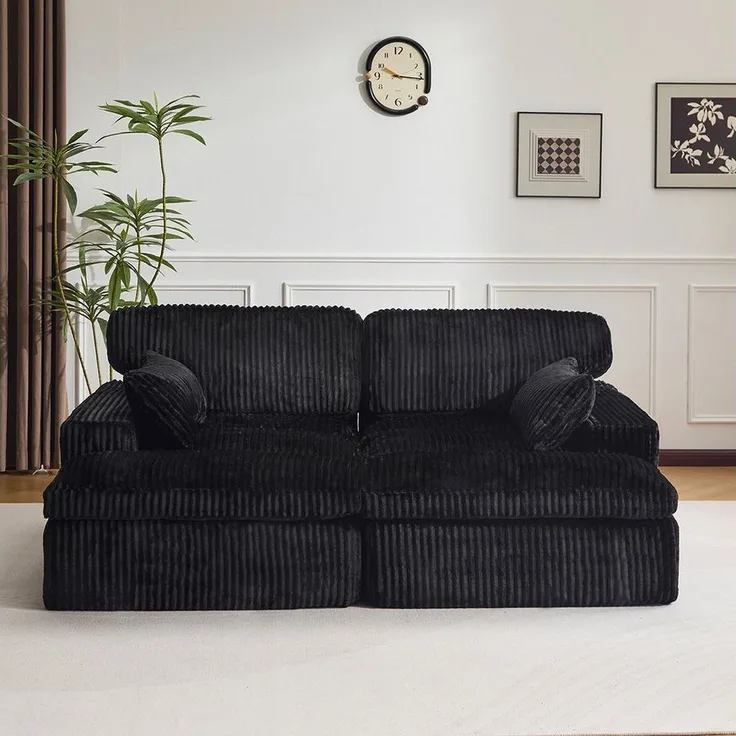 Leawin Sofa Cordsofa 2-Sitzer mit Bettfunktion, modernes Schlafsofa für Wohnzimmer, Weicher Cordbezug, flexible Kombination & ideal für kleine Räume