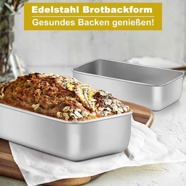 Brotbackform Kastenform Rechteckig Toastbrot 3 Stück Edelstahl – Bild 3