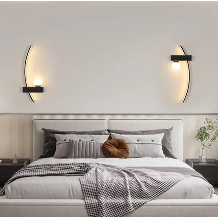 Goeco LED Wandleuchte Innen, 14W Moderne Wandlampe LED mit Geschwungenem Design, Wandbeleuchtung Schwarze für Schlafzimmer Korridor Wohnzimmer Treppe – Bild 9