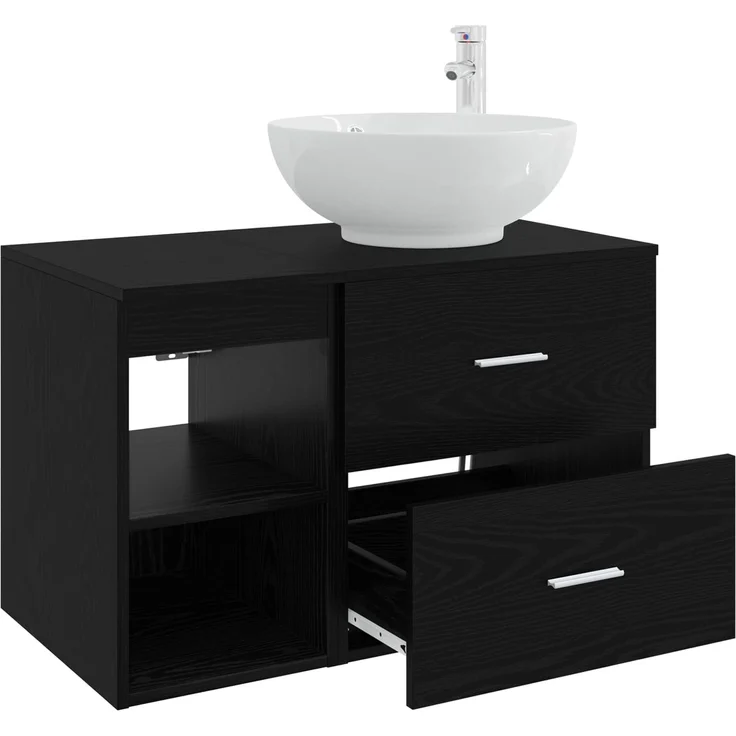 vidaXL Badezimmerschrank-Set 2 stk. Schwarz Eichen-Optik 3403913 – Bild 4