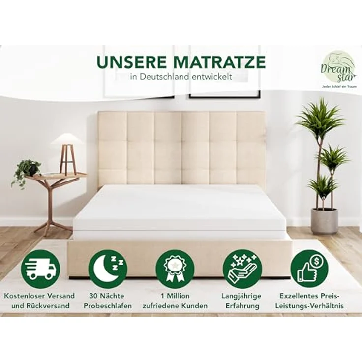DREAMSTAR Simple Flex Duo I ergonomische 7-Zonen Kaltschaummatratze I Rollmatratze 12 cm hoch I Öko-Tex Zertifiziert I Härtegrad 2 und 3 (H2 & H3) I 180x200 cm – Bild 7