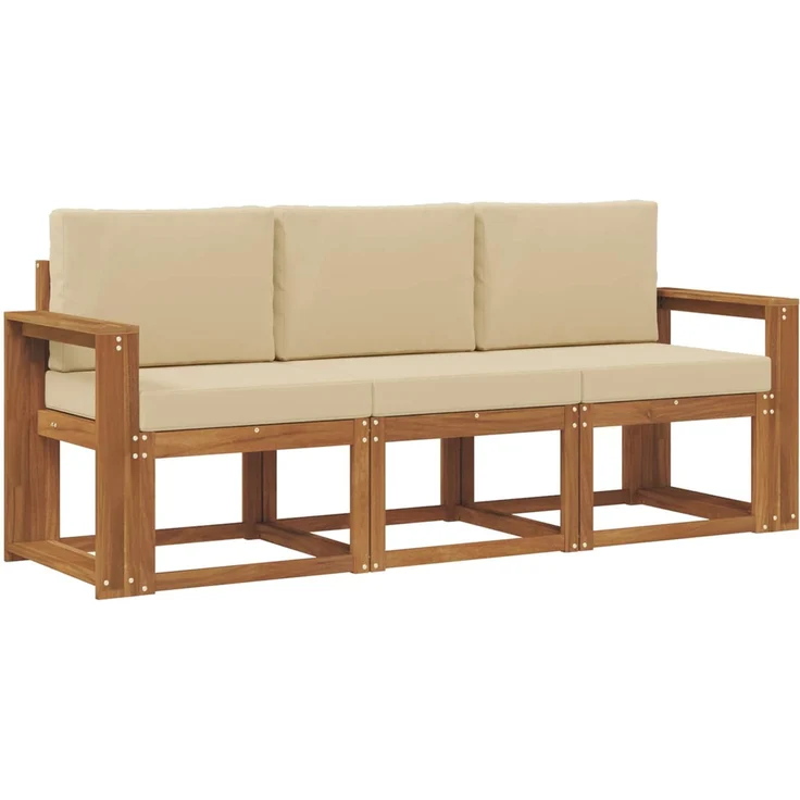 vidaXL Outdoor-Sofagarnitur 3 stk. 3-Sitzer Natur und Beige 3365946 – Bild 2