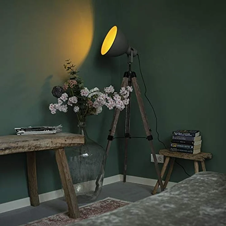 Qazqa Stehlampe Laos, ohne Leuchtmittel, E27, Braun, Industrie, Holz, 1-flammig – Bild 2