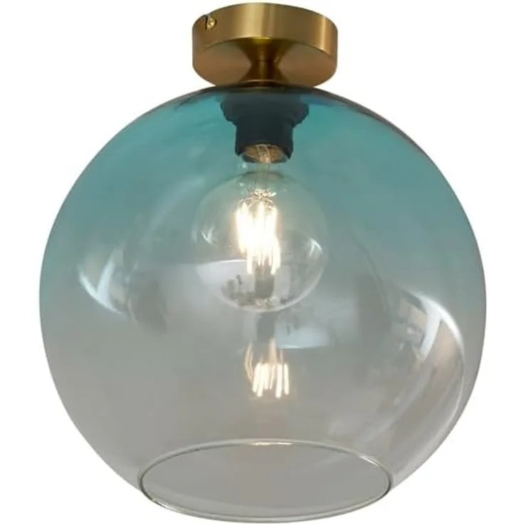 Qazqa Deckenleuchte Sandra, ohne Leuchtmittel, E27, Blau, Art Deco, Glas, 1-flammig